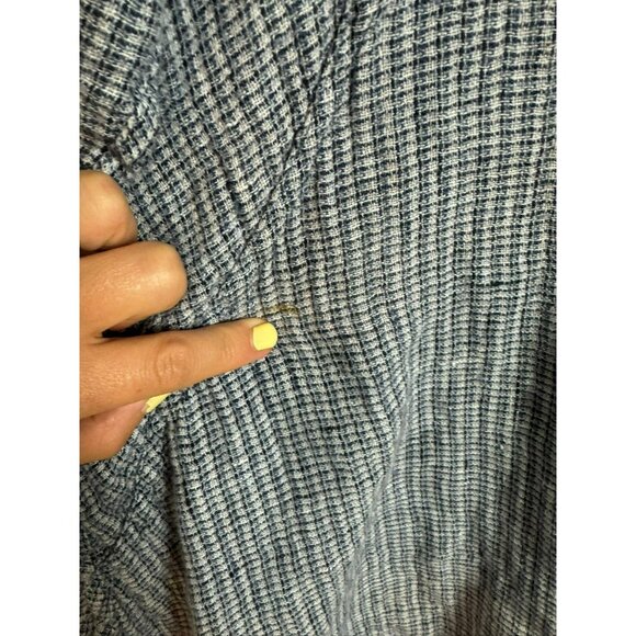 FLAX Women's Tunic Top Size Large Linen Blue White Lagenlook Boho 3/4 sleeves - Picture 9 of 11